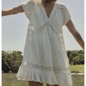 Free People White Marissa Mini Dress Sz-XS